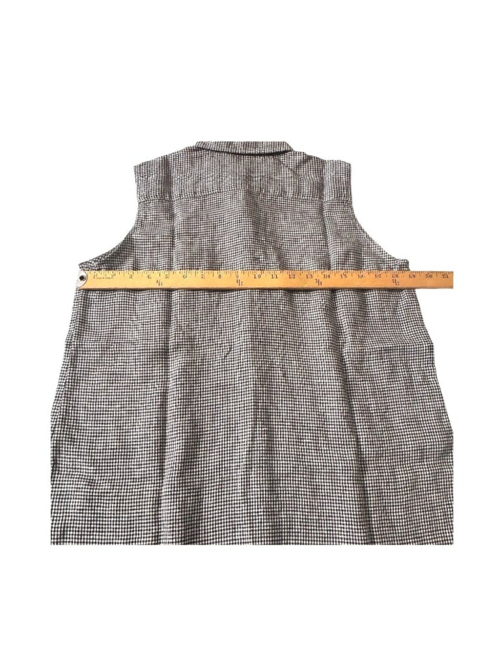 Uniqlo Premium Linen Sleeveless Shirt,  L, NWT, Black/White Gingham Check - Picture 9 of 10
